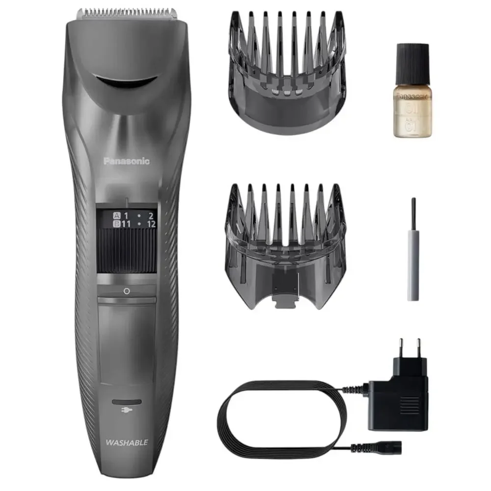 Panasonic ER-GC63-H Hair Clippers Corded/Cordless 2 Attachments - Silver